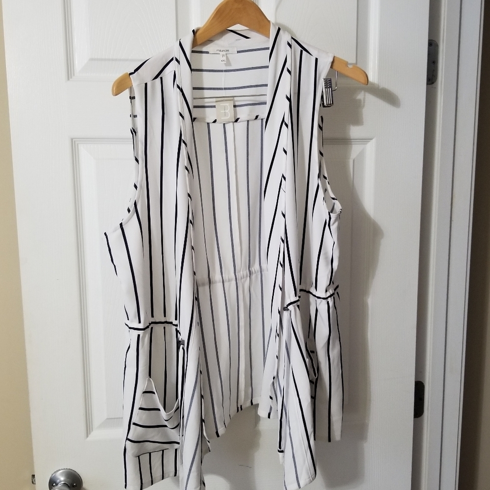 Blue and White Striped Vest